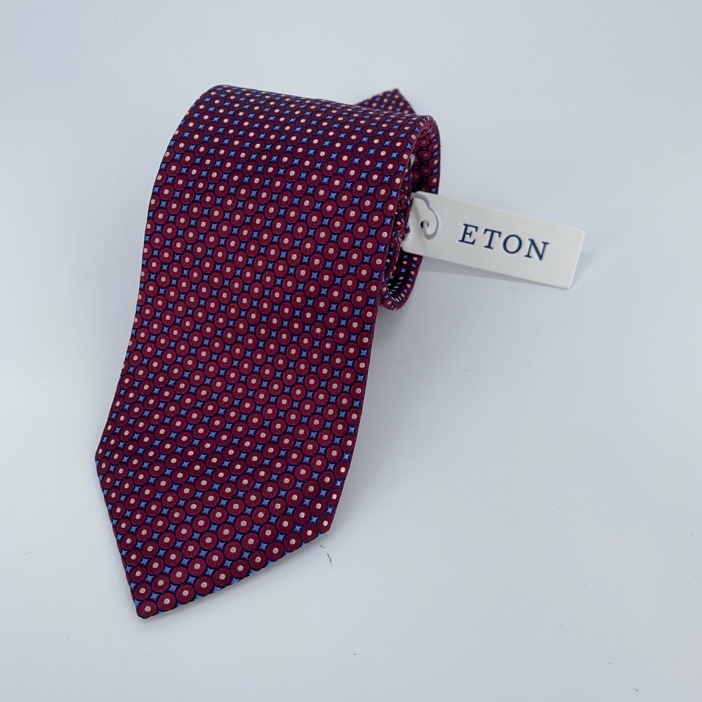 Eton Tie Mens One Size Multi Patterned Silk Classic Fit Necktie England Made NWT